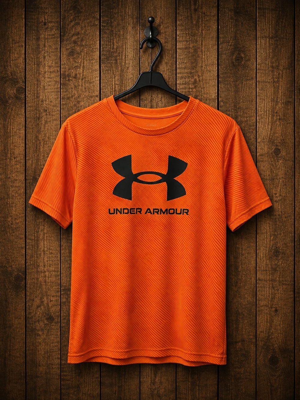 Under Armour Orange Short-Sleeve Crew Neck Tee with Black Logo